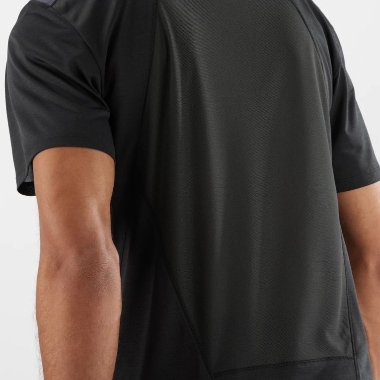 Black Salomon Outline Short Sleeve Men's T-Shirts | IE GD5231